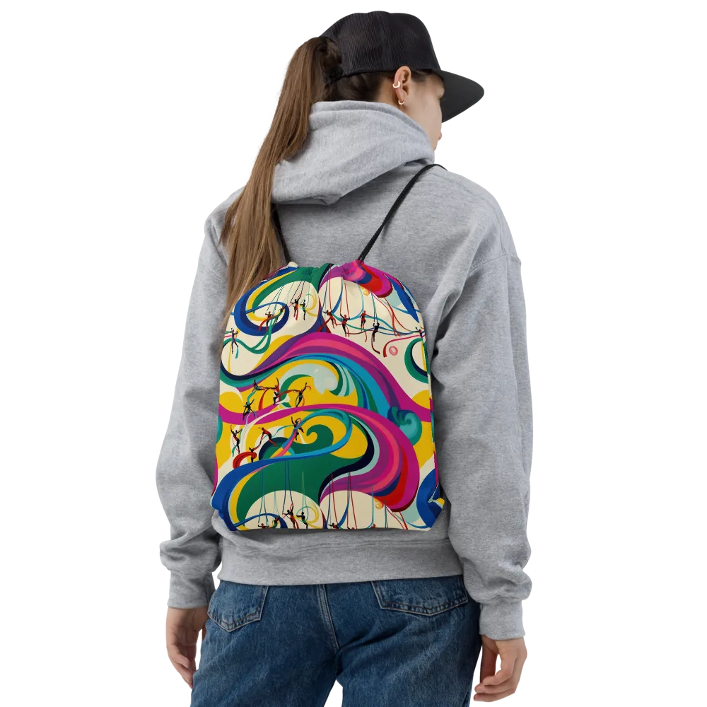 Acrobat’s Rainbow on Drawstring Bag — Front