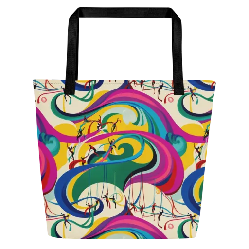 Acrobat’s Rainbow on a Large Tote Bag W/ Pocket