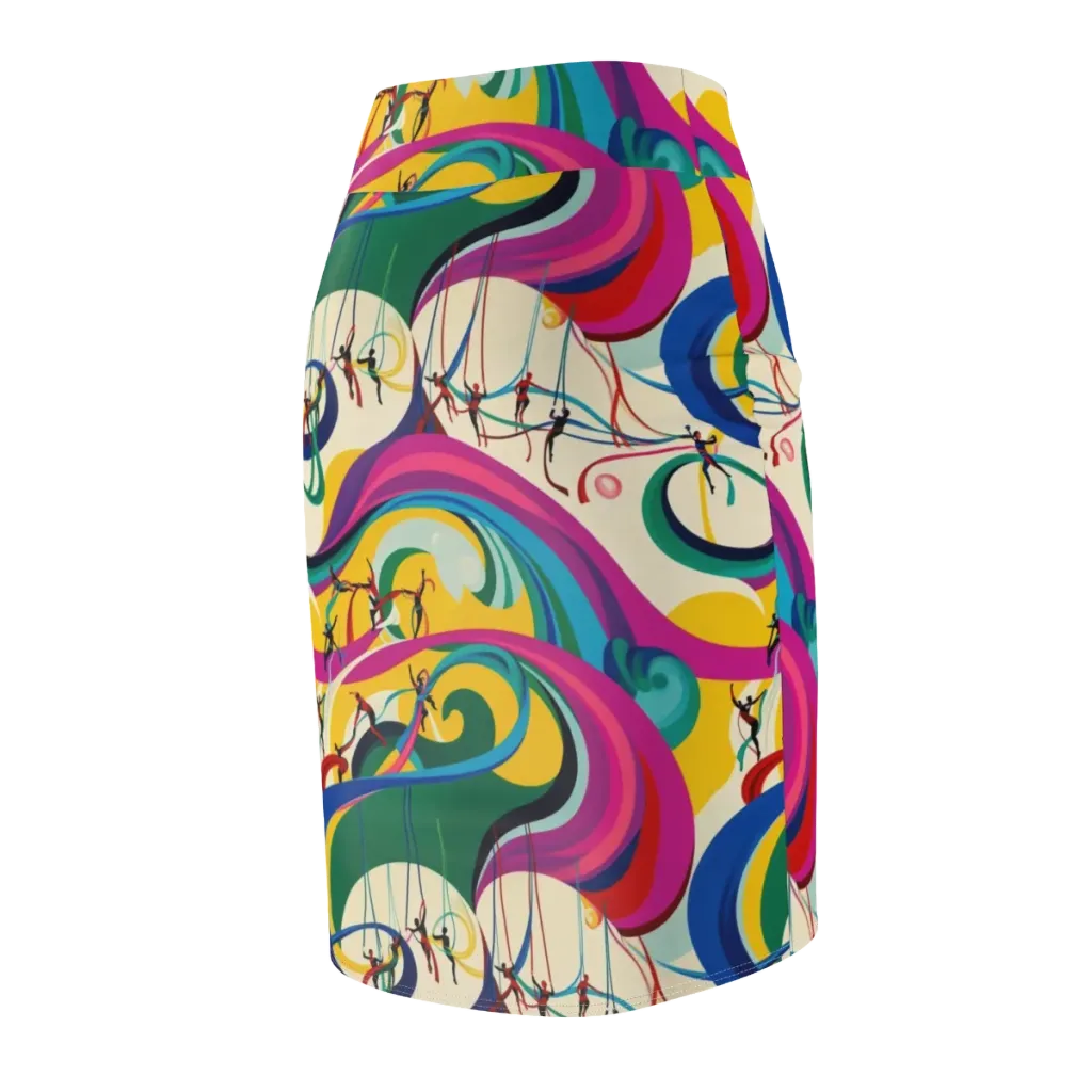 Acrobat’s Rainbow on Pencil Skirt — Back Side
