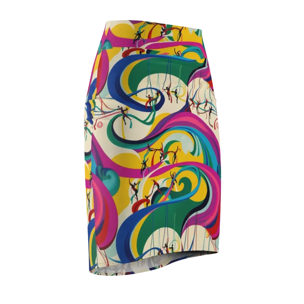 Acrobat’s Rainbow on Pencil Skirt — Front Side