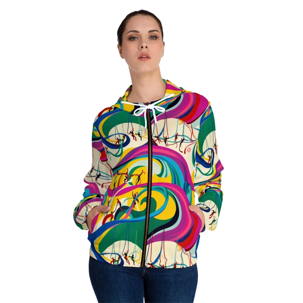 Acrobat’s Rainbow on Women's Full-Zip Hoodie — Front On Person