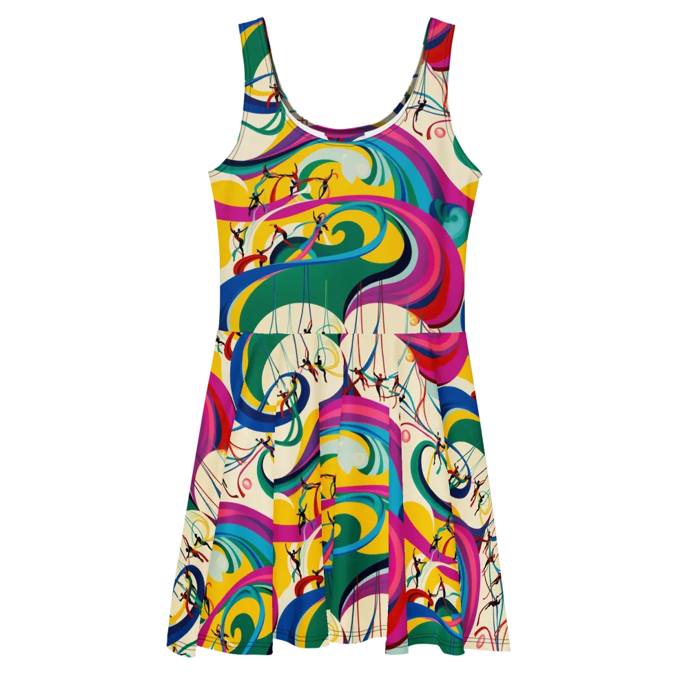 Acrobat’s Rainbow on Skater Dress — Front