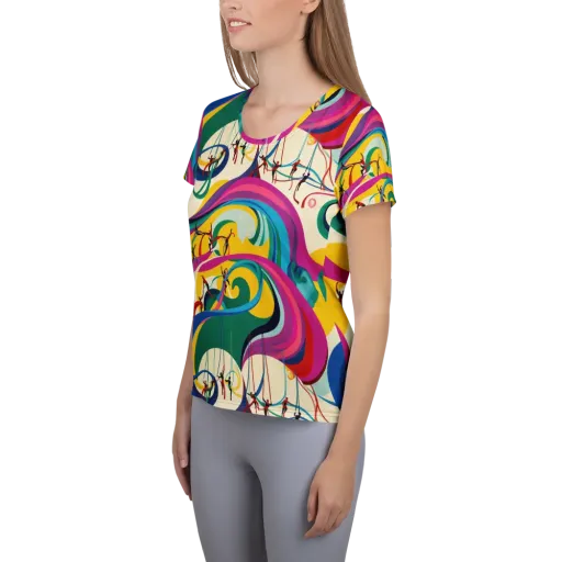 Acrobat’s Rainbow on a Women's Athletic T-Shirt
