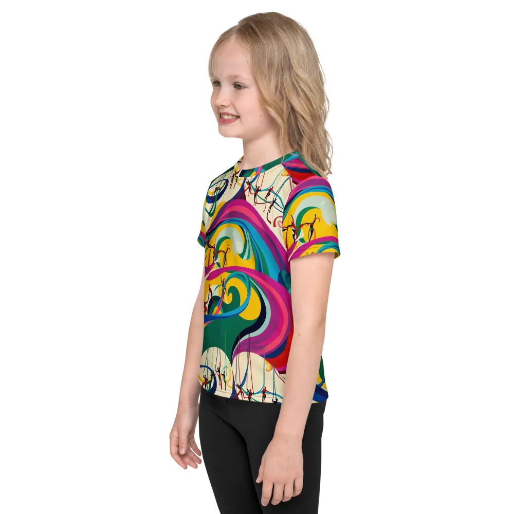 Acrobat’s Rainbow on Kids Crew Neck T-Shirt — Left