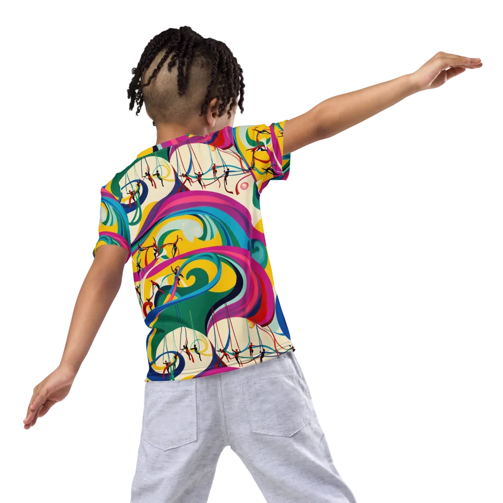 Acrobat’s Rainbow on Kids Crew Neck T-Shirt — Back