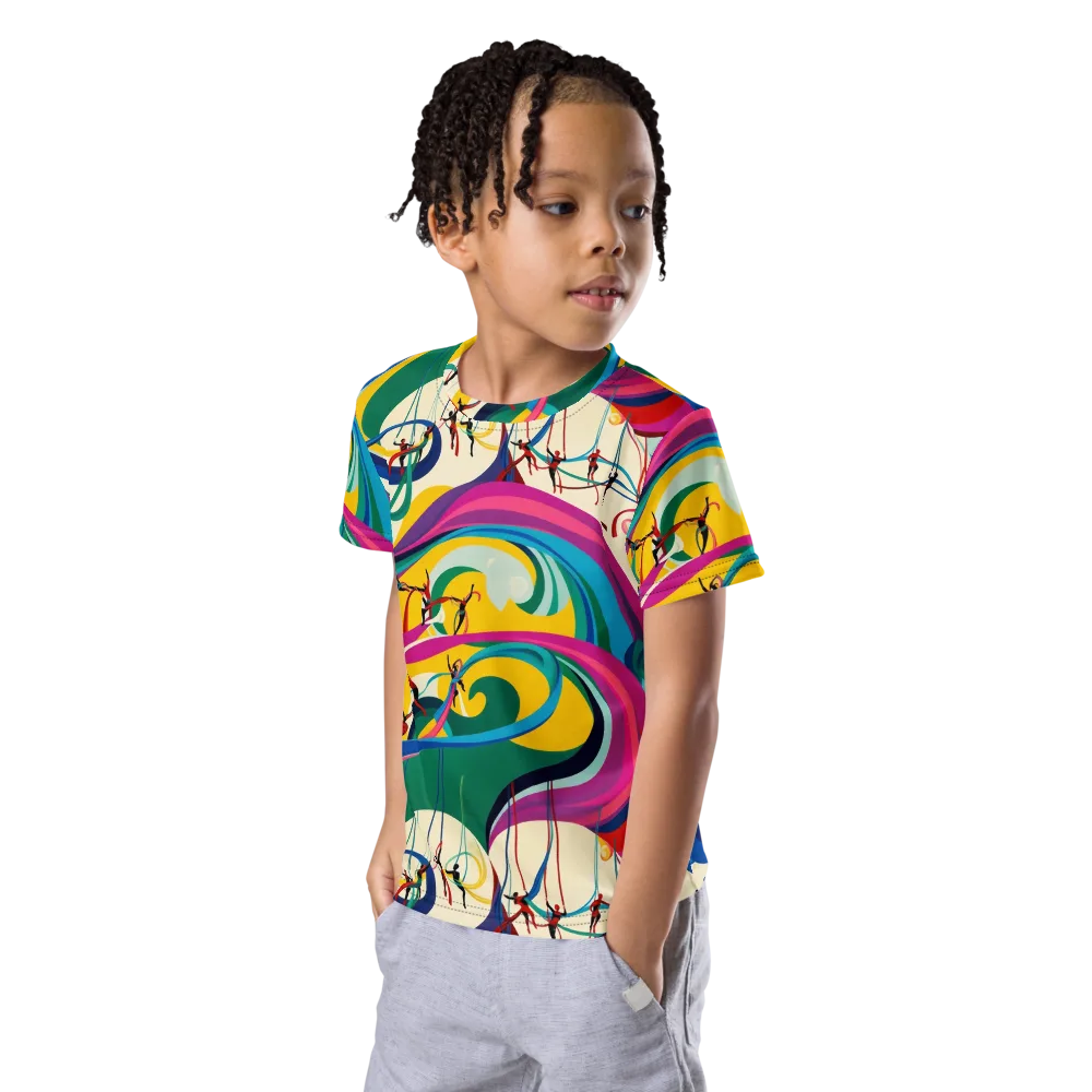 Acrobat’s Rainbow on Kids Crew Neck T-Shirt — Left Front