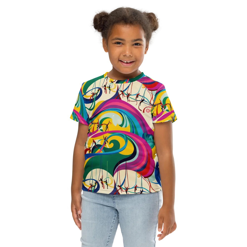 Acrobat’s Rainbow on Kids Crew Neck T-Shirt — Front