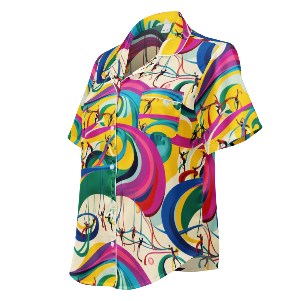 Acrobat’s Rainbow on Women's Short Sleeve Pajama Top — Left Front