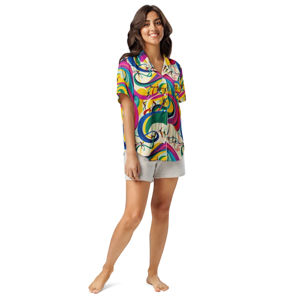Acrobat’s Rainbow on Women's Short Sleeve Pajama Top — Front