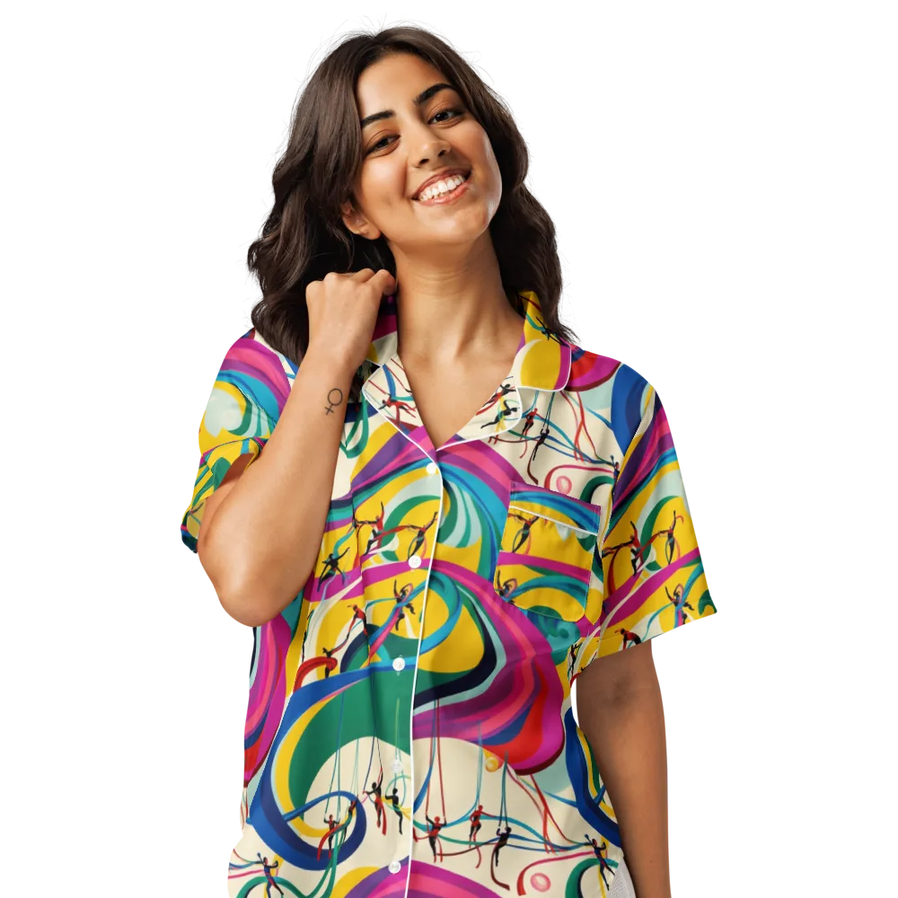 Acrobat’s Rainbow on Women's Short Sleeve Pajama Top — Front