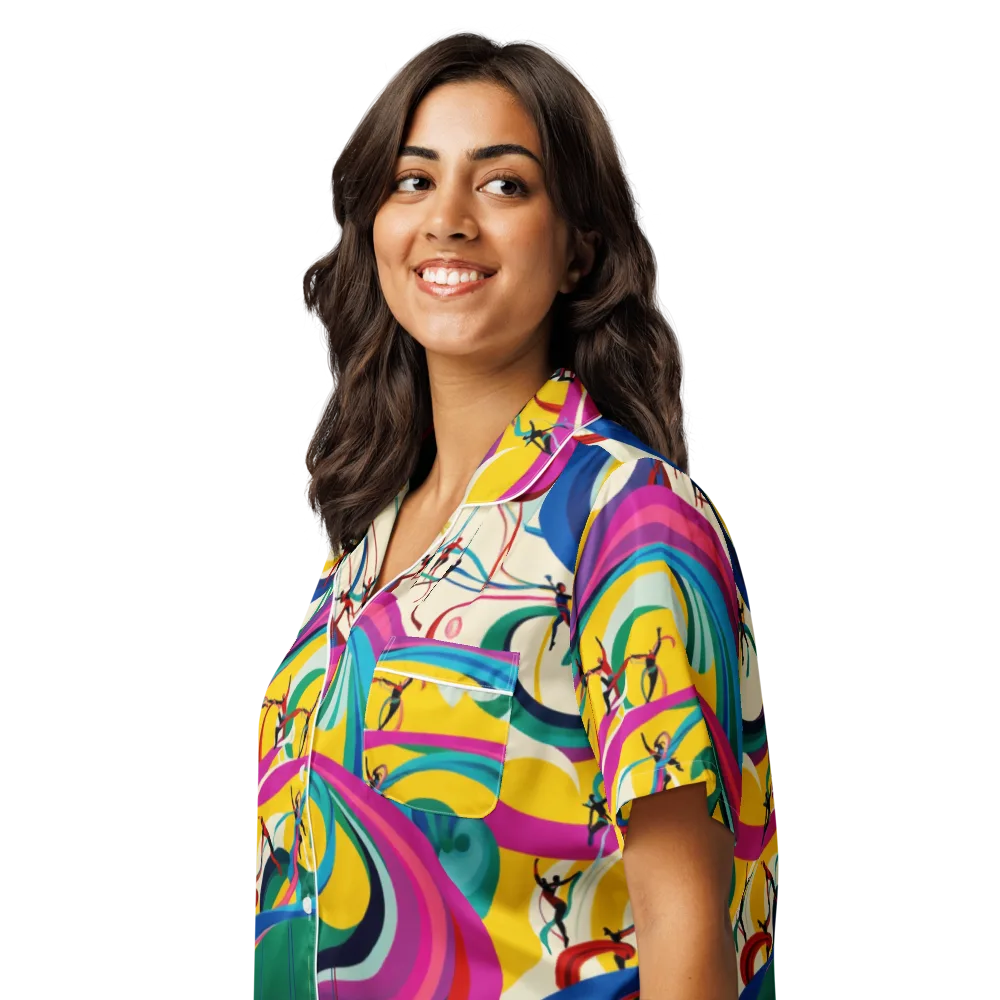 Acrobat’s Rainbow on Women's Short Sleeve Pajama Top — Left Front
