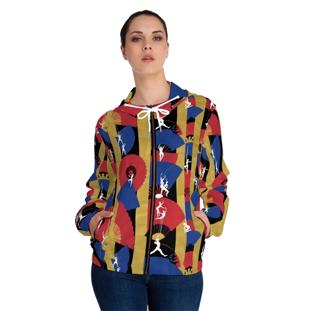 Acrobat’s Cabaret on Women's Full-Zip Hoodie — Front On Person