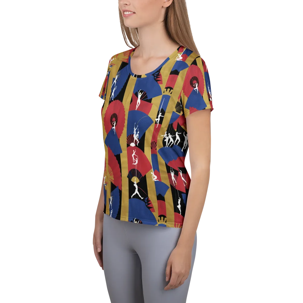 Acrobat’s Cabaret on Women's Athletic T-Shirt — Left