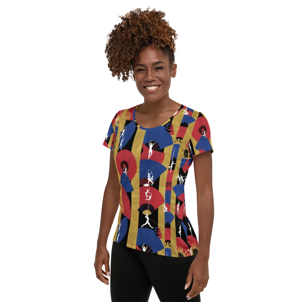 Acrobat’s Cabaret on Women's Athletic T-Shirt — Left