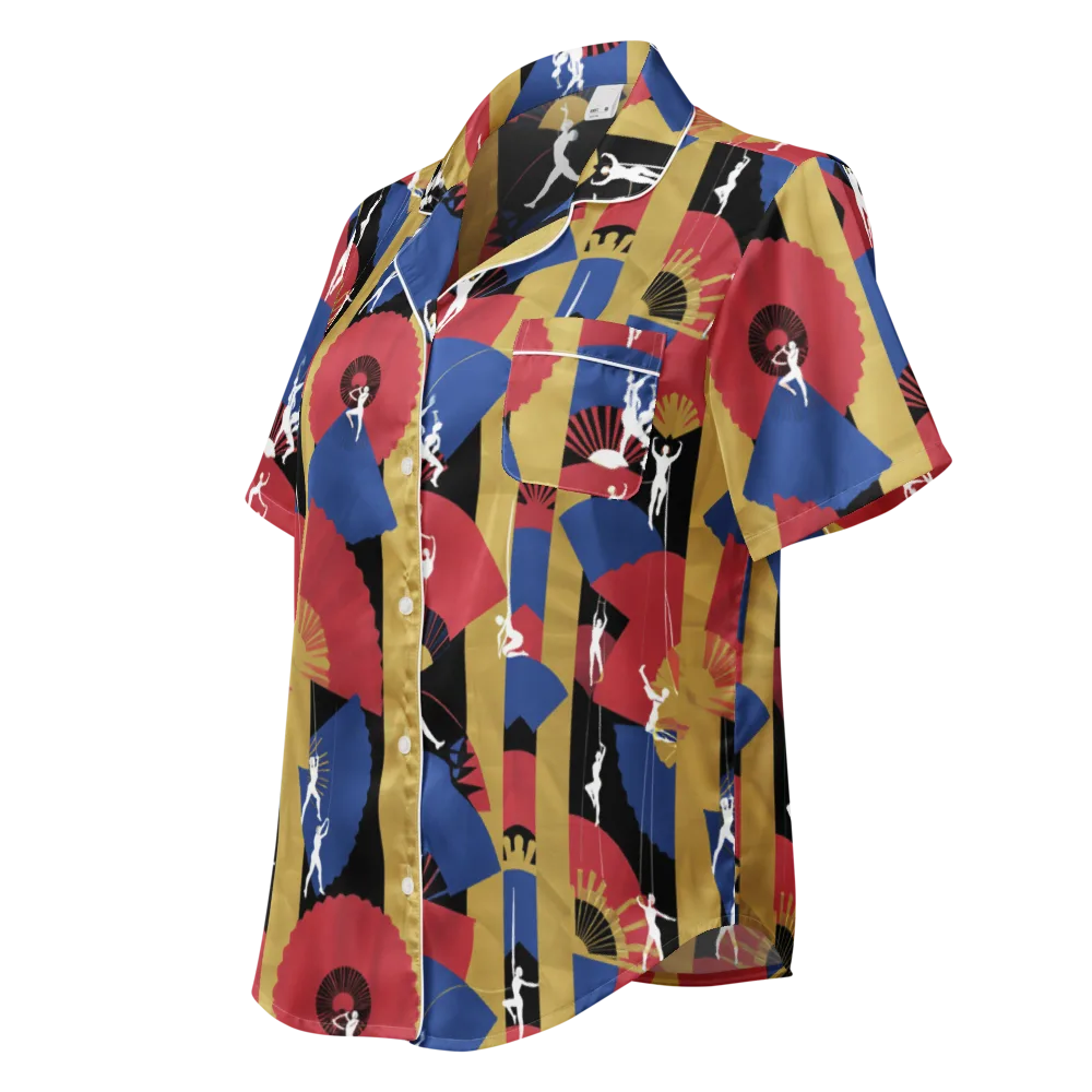 Acrobat’s Cabaret on Women's Short Sleeve Pajama Top — Left Front