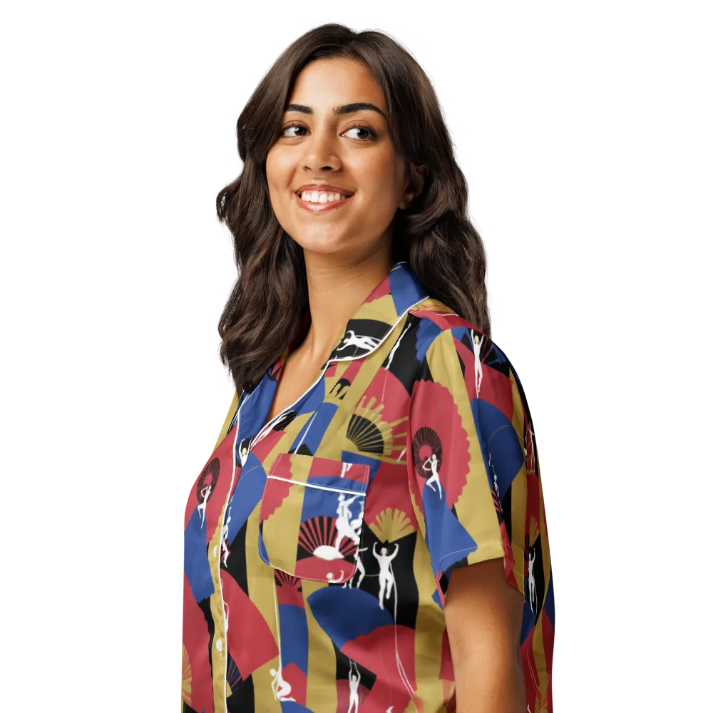 Acrobat’s Cabaret on Women's Short Sleeve Pajama Top — Left Front