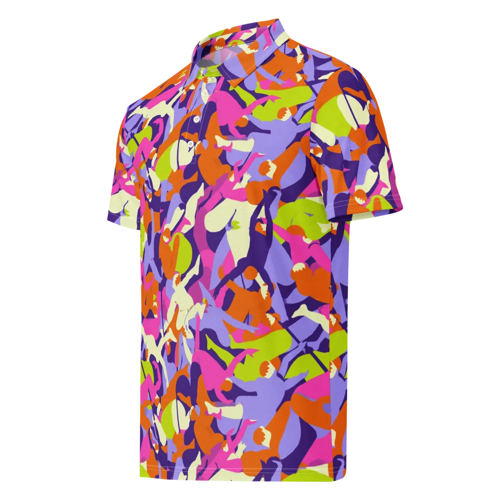 Chromatic Choreography on Men's Slim Fit Polo Shirt — Left Front