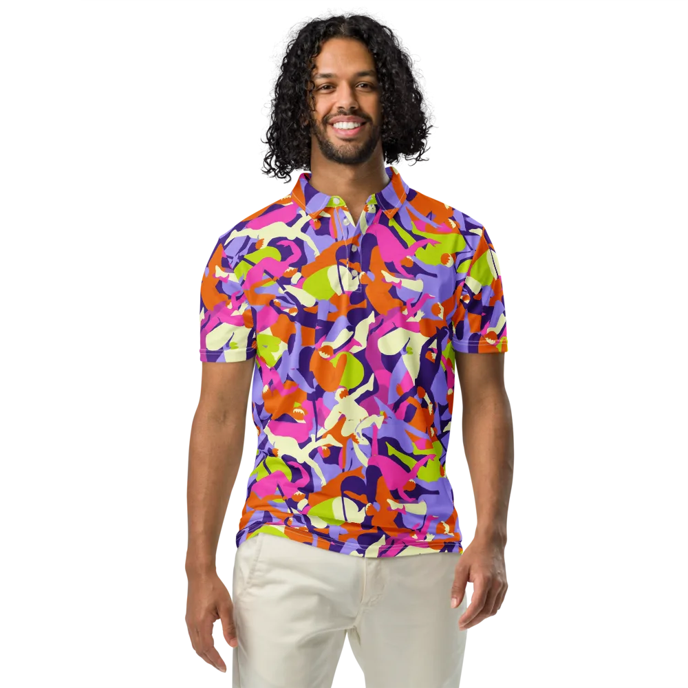 Chromatic Choreography on Men's Slim Fit Polo Shirt — Front