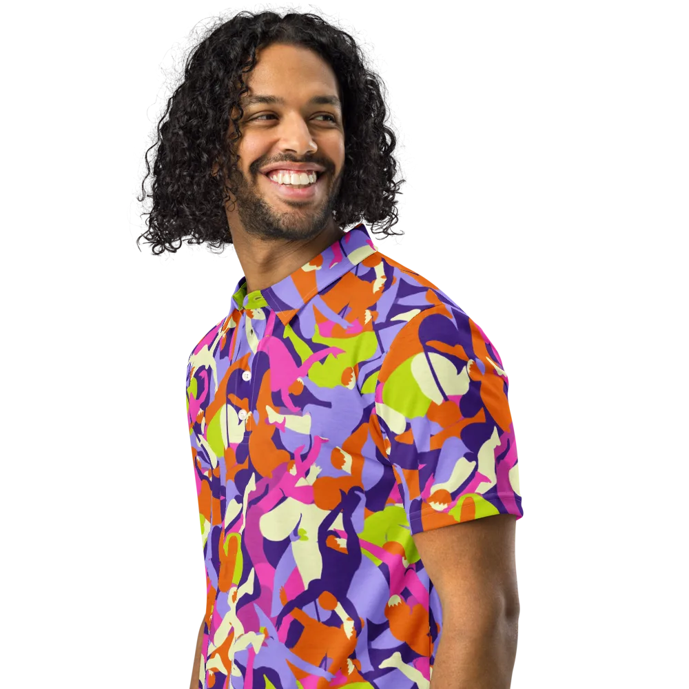 Chromatic Choreography on Men's Slim Fit Polo Shirt — Left Front