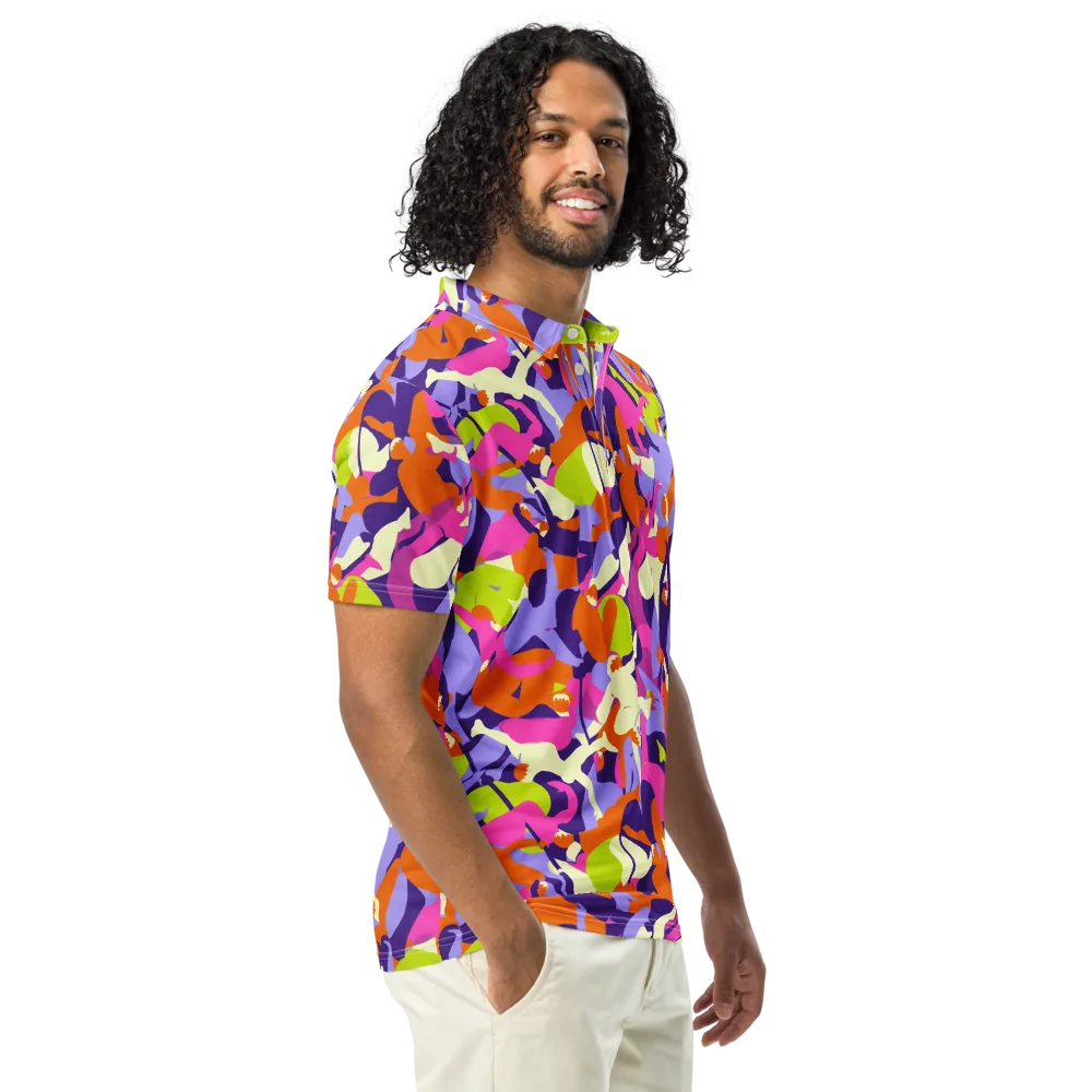 Chromatic Choreography on Men's Slim Fit Polo Shirt — Right Front