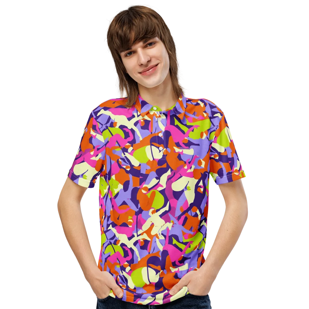 Chromatic Choreography on Men's Slim Fit Polo Shirt — Front