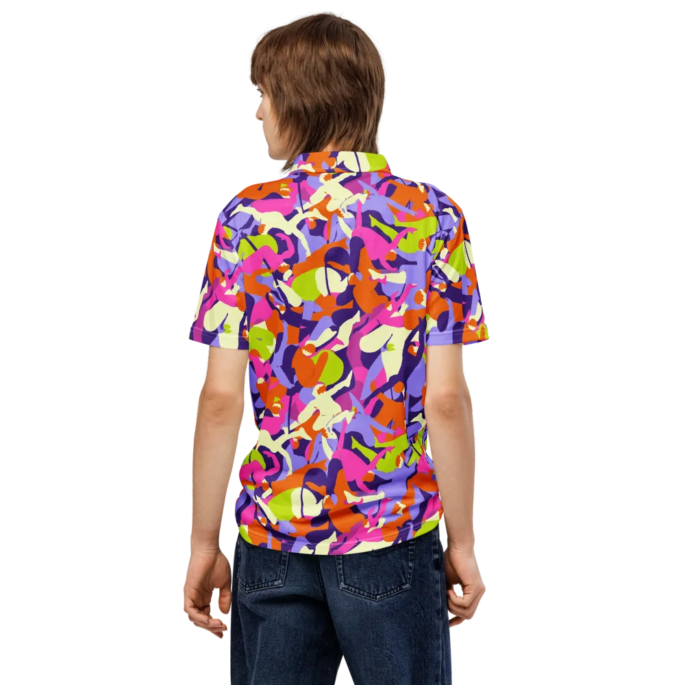 Chromatic Choreography on Men's Slim Fit Polo Shirt — Back