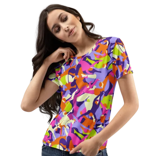 Chromatic Choreography on a Women's Crew Neck T-Shirt