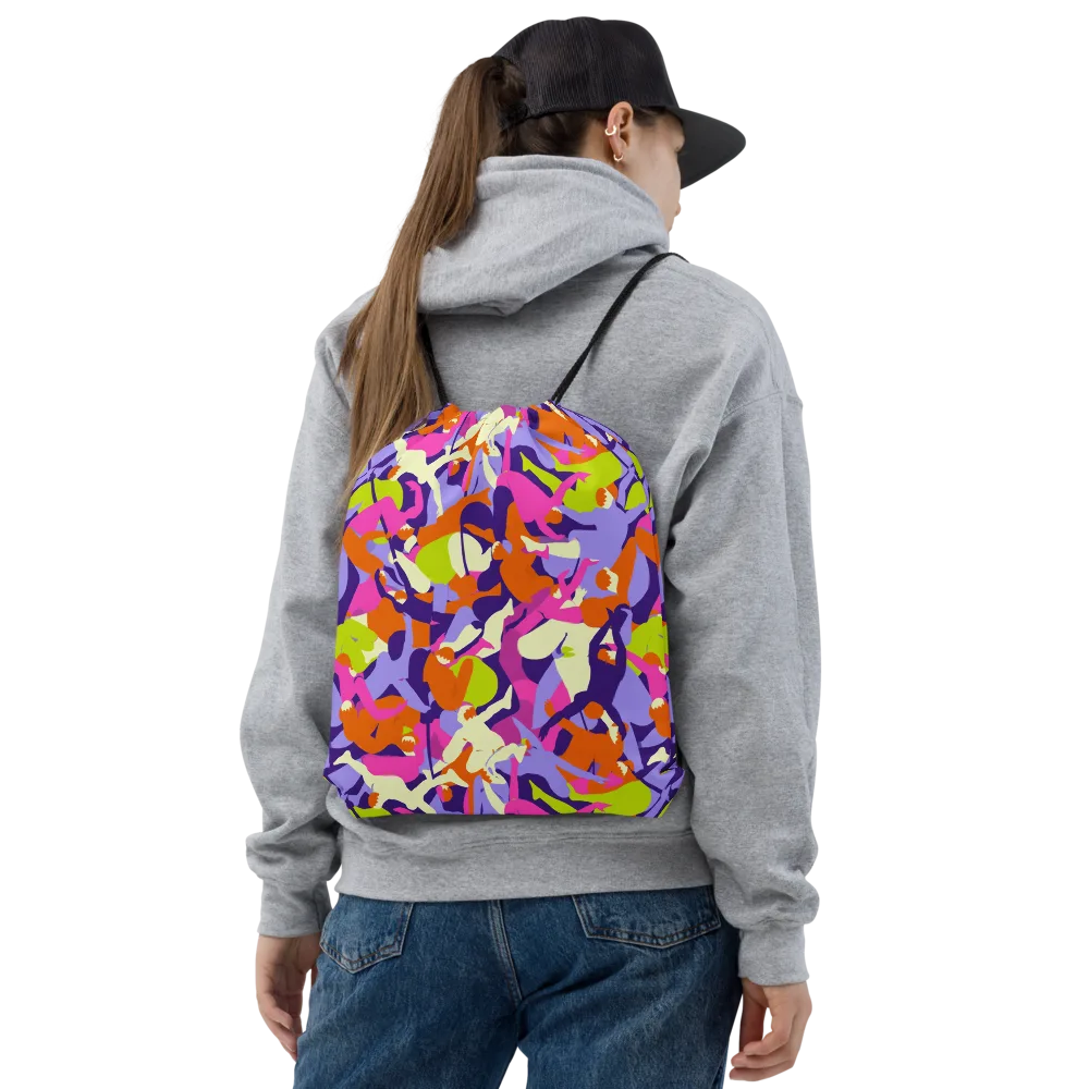 Chromatic Choreography on Drawstring Bag — Front