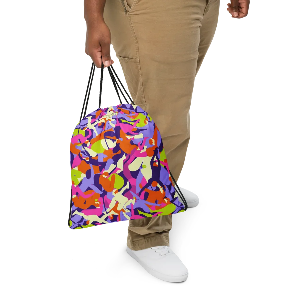 Chromatic Choreography on Drawstring Bag — Front