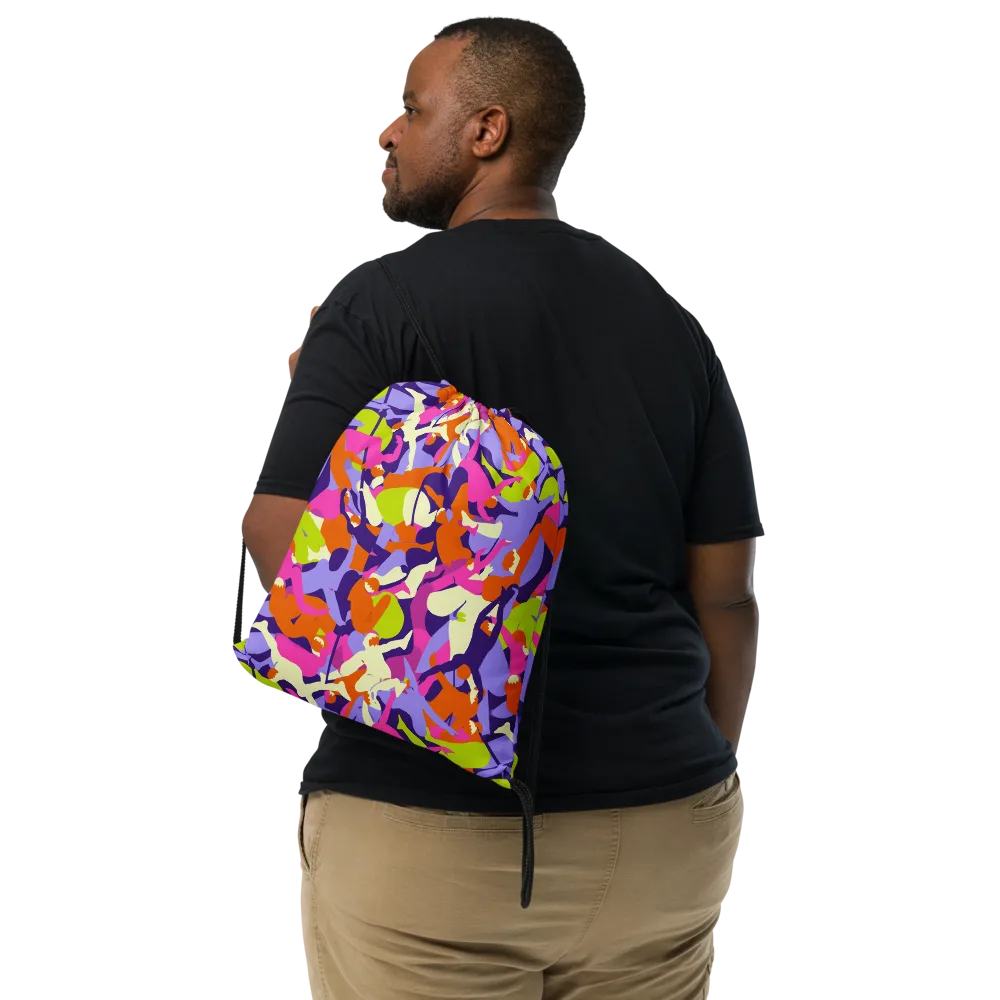 Chromatic Choreography on Drawstring Bag — Front