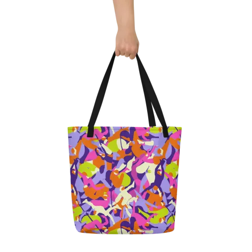Chromatic Choreography on a Large Tote Bag W/ Pocket