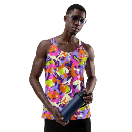 Chromatic Choreography on a Men's Tank Top