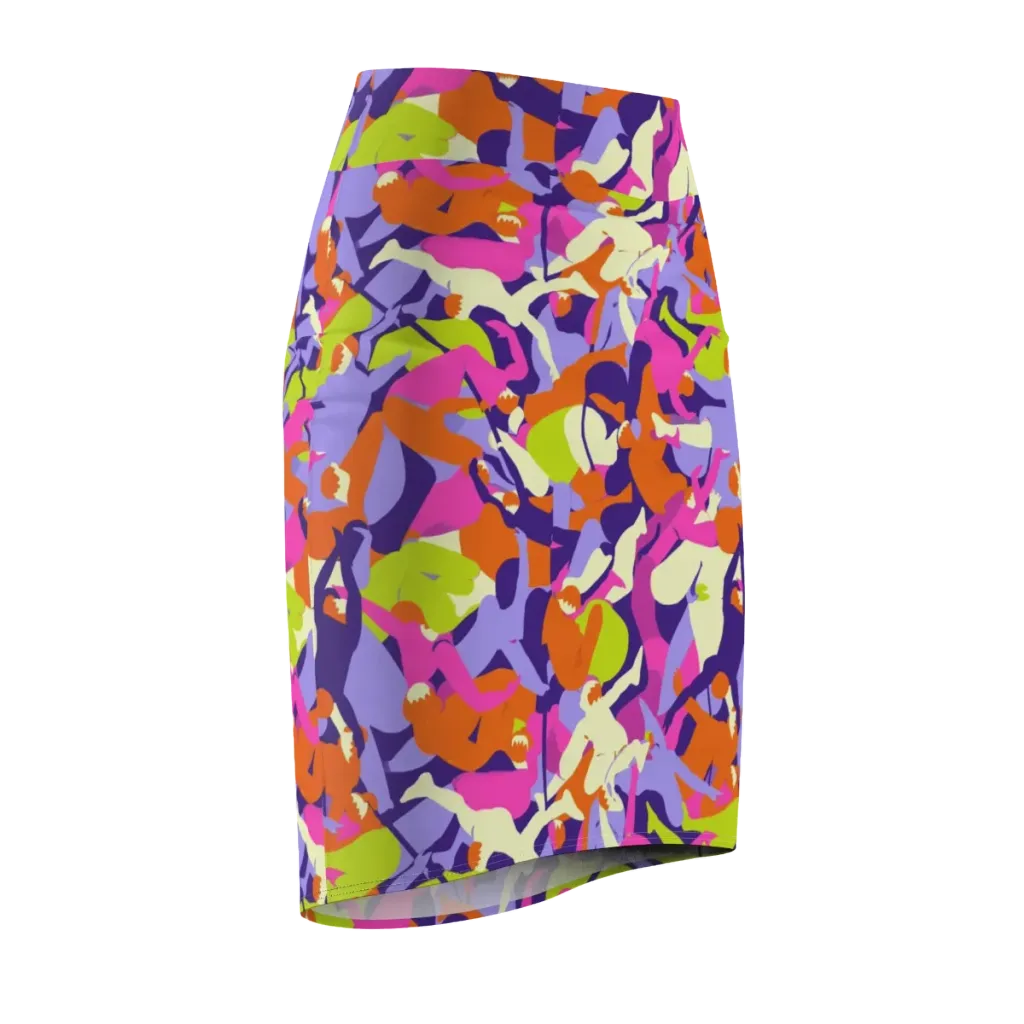 Chromatic Choreography on Pencil Skirt — Front Side