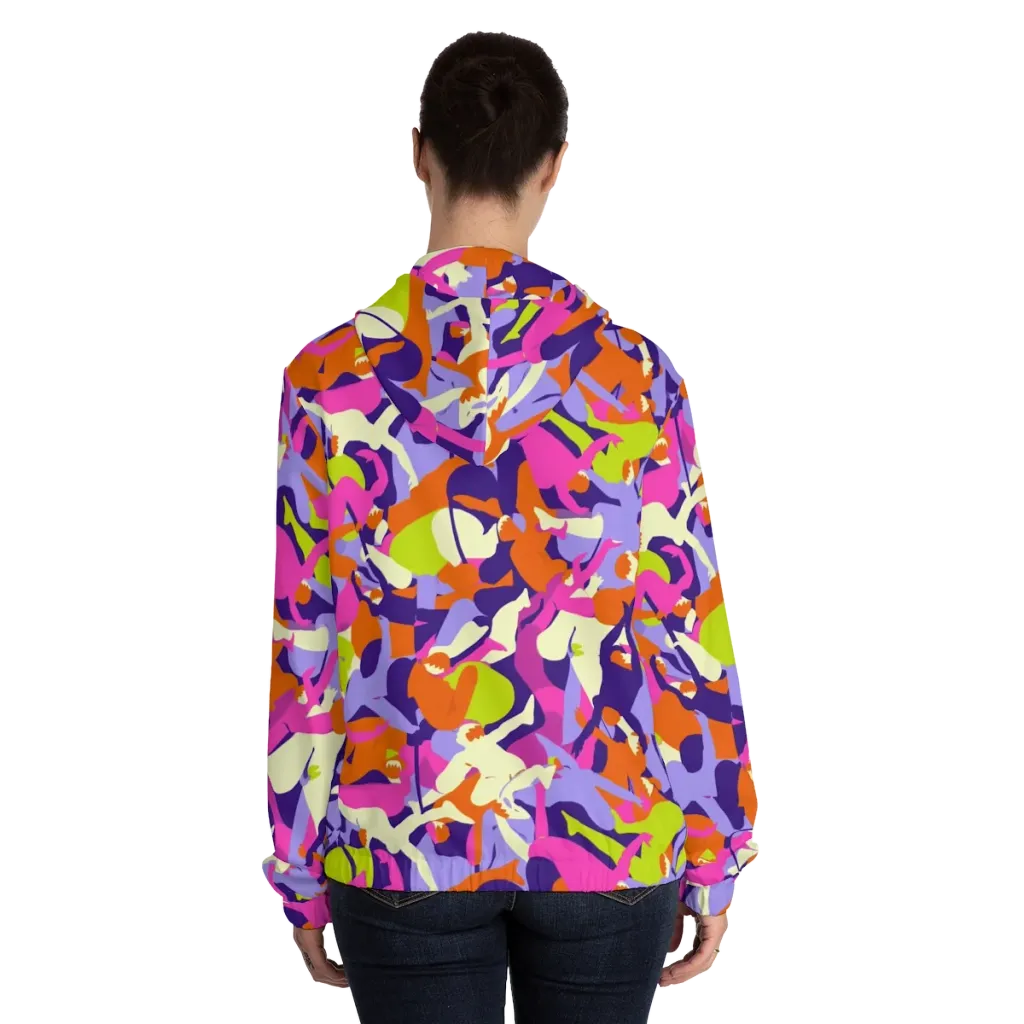 Chromatic Choreography on Women's Full-Zip Hoodie — Back On Person