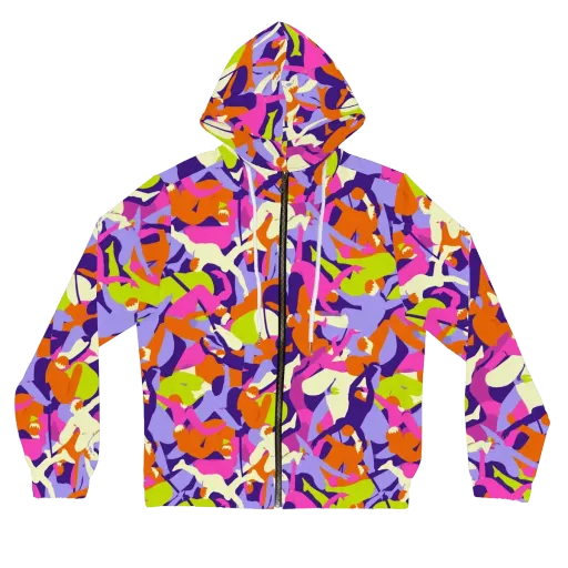 Chromatic Choreography on a Women's Full-Zip Hoodie