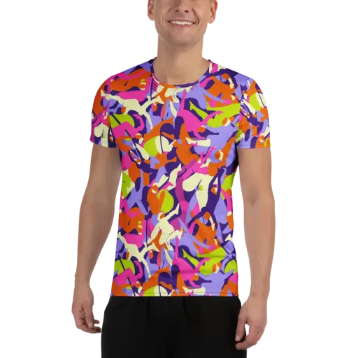 Chromatic Choreography on a Men's Athletic T-Shirt