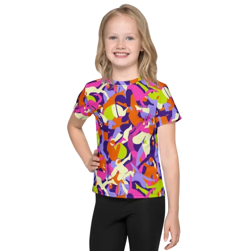 Chromatic Choreography on a Kids Crew Neck T-Shirt