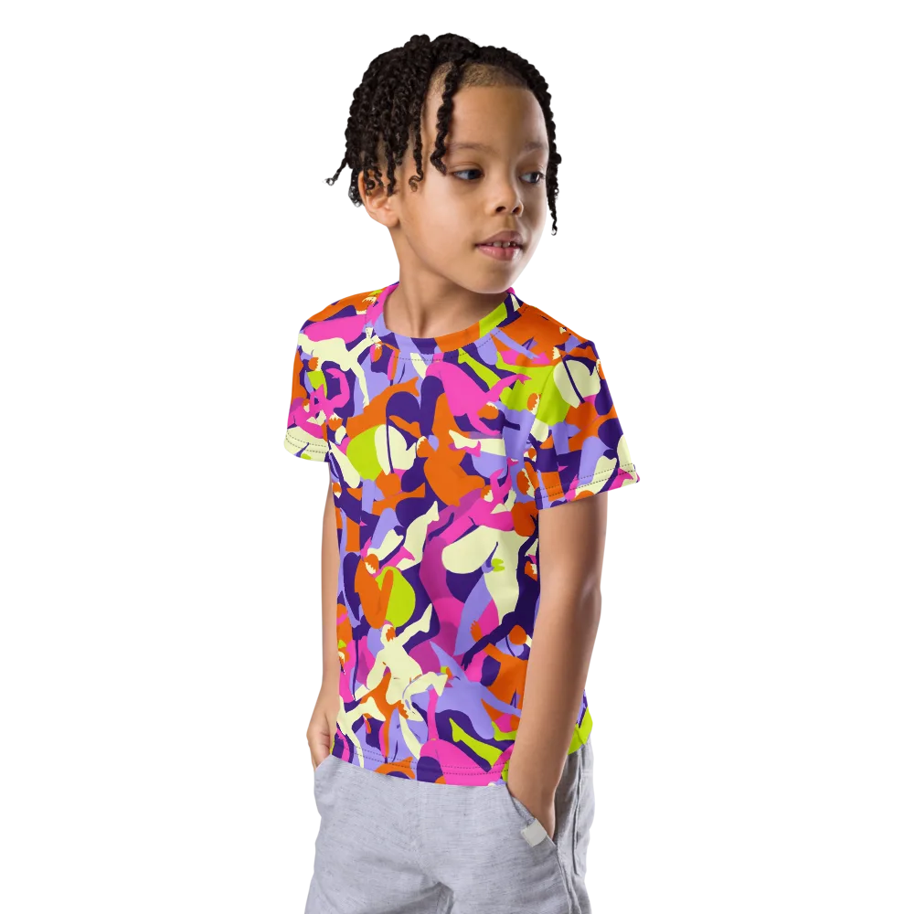 Chromatic Choreography on Kids Crew Neck T-Shirt — Left Front