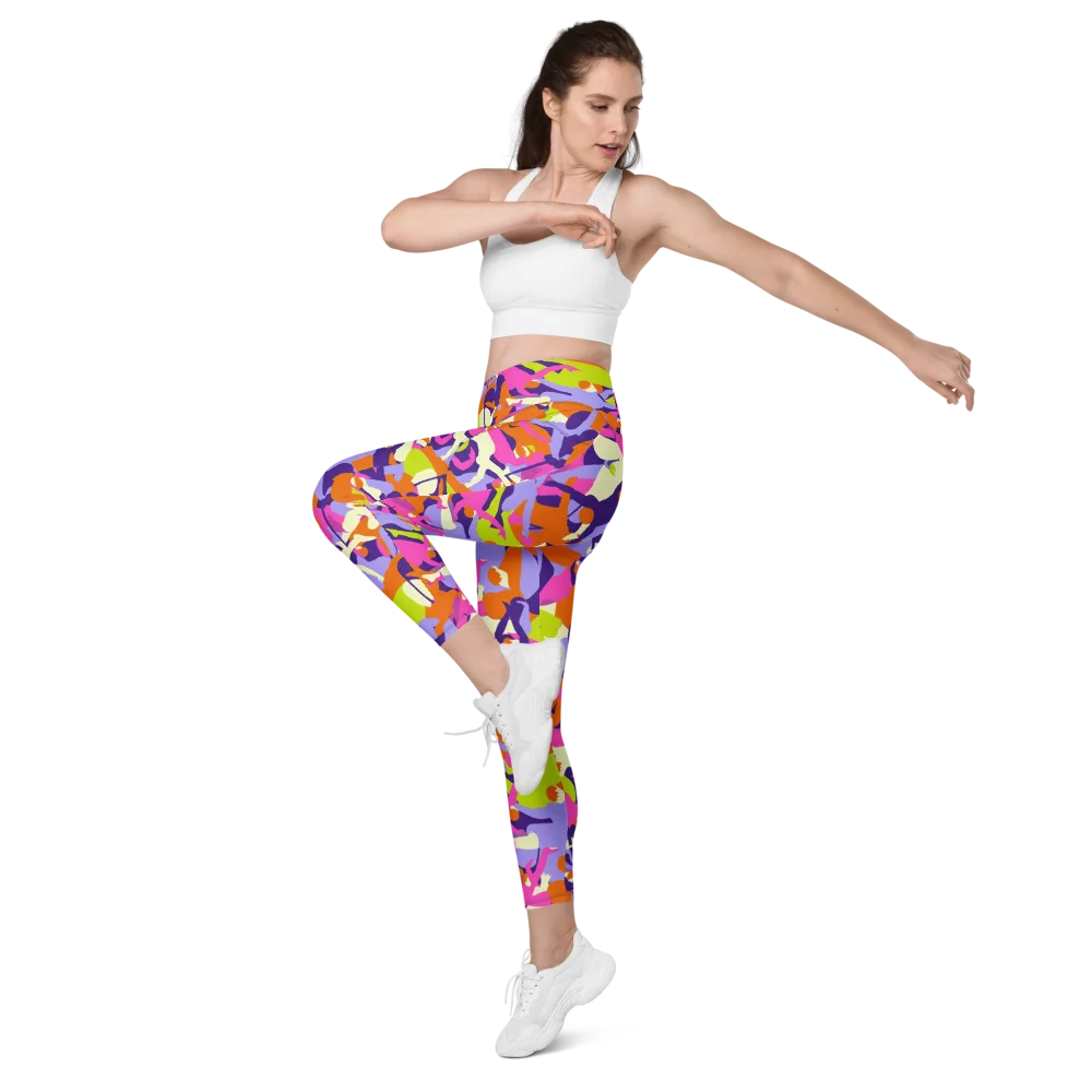 Chromatic Choreography on Leggings with Pockets — Left Front