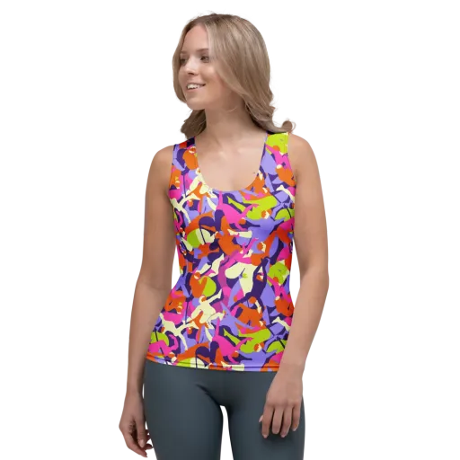 Chromatic Choreography on a Women's Tank Top