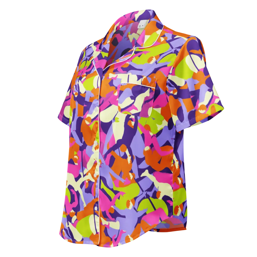 Chromatic Choreography on Women's Short Sleeve Pajama Top — Left Front