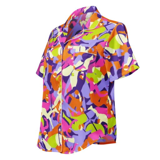 Chromatic Choreography on a Women's Short Sleeve Pajama Top