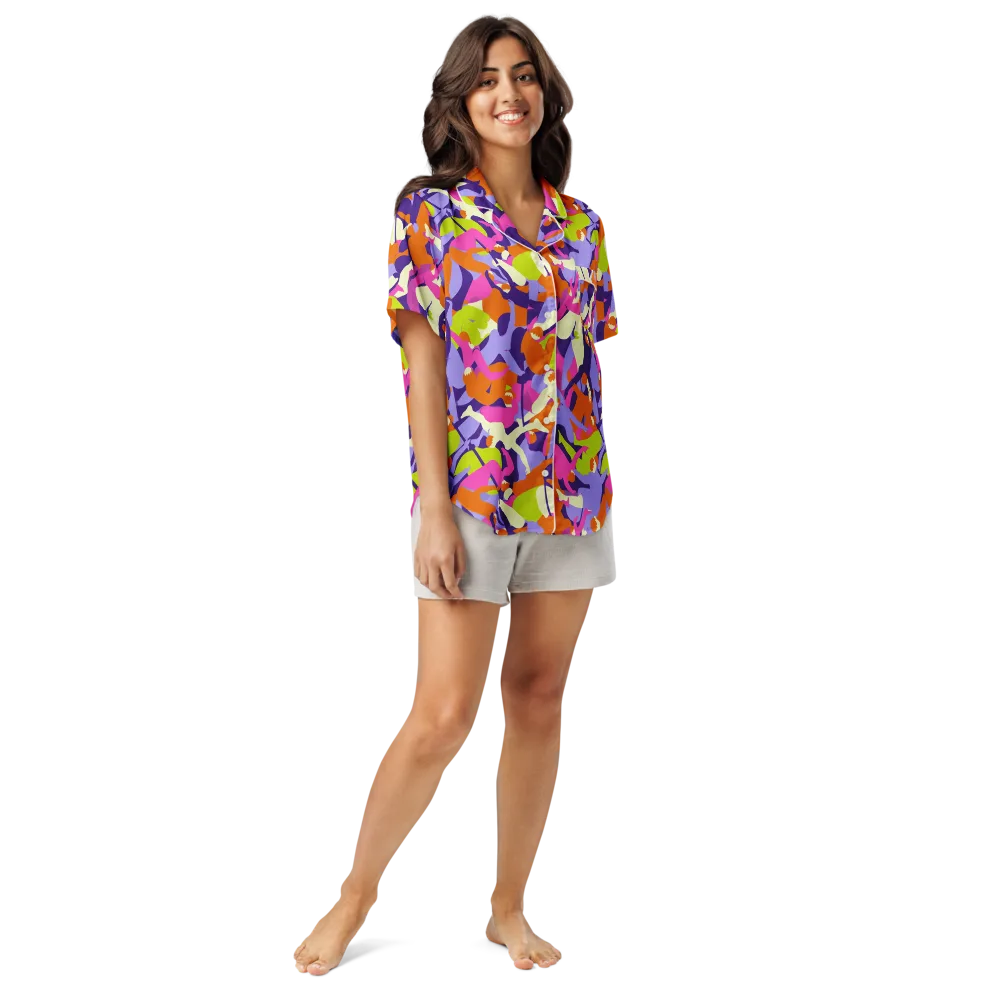 Chromatic Choreography on Women's Short Sleeve Pajama Top — Front