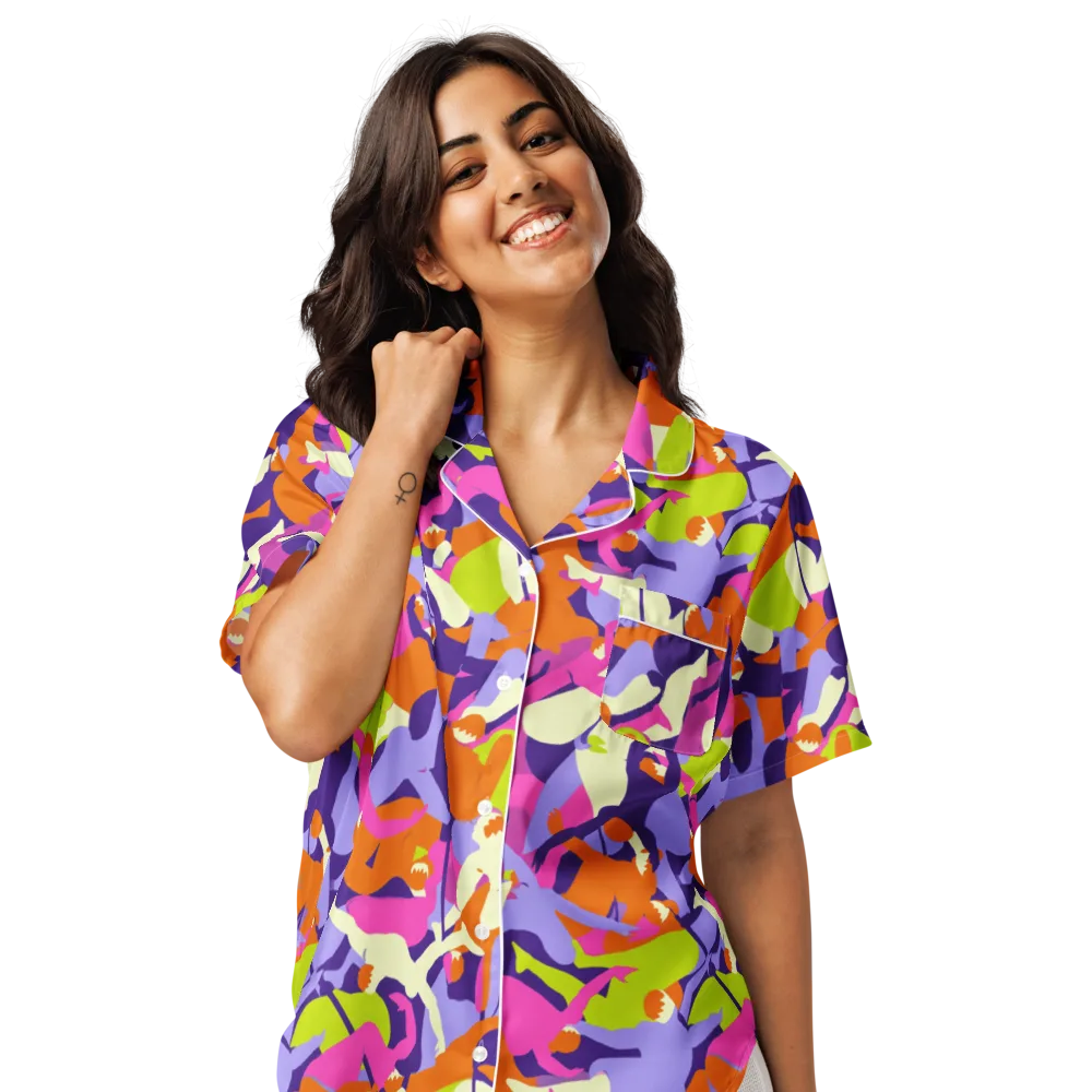 Chromatic Choreography on Women's Short Sleeve Pajama Top — Front