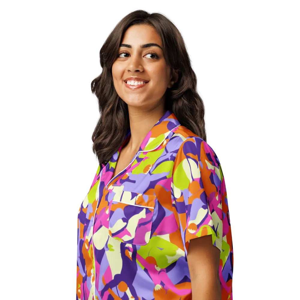 Chromatic Choreography on Women's Short Sleeve Pajama Top — Left Front