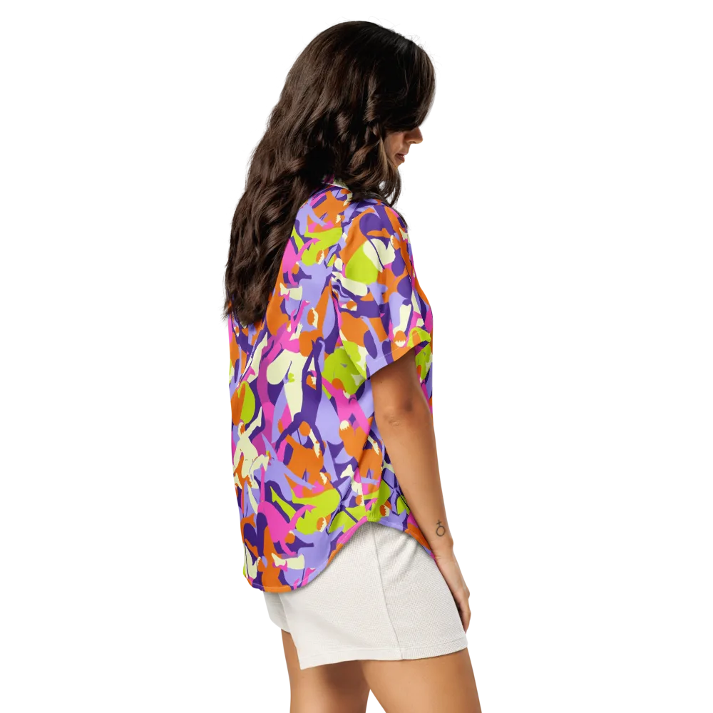 Chromatic Choreography on Women's Short Sleeve Pajama Top — Right Back