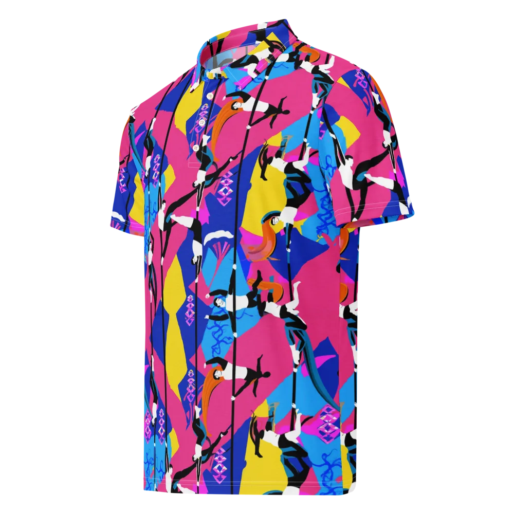 Neon Aerial on Men's Slim Fit Polo Shirt — Left Front