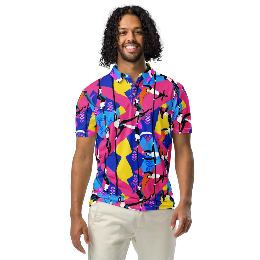 Neon Aerial on Men's Slim Fit Polo Shirt — Front