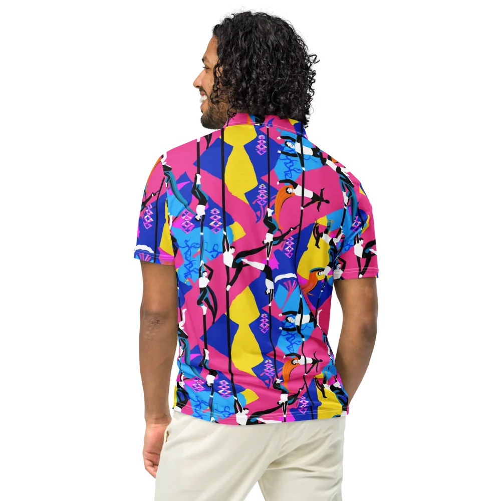 Neon Aerial on Men's Slim Fit Polo Shirt — Back