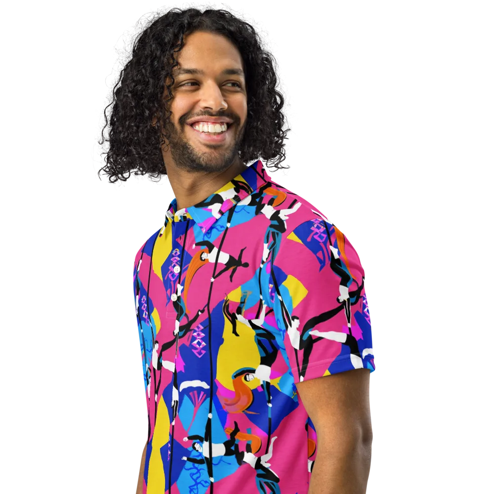 Neon Aerial on Men's Slim Fit Polo Shirt — Left Front